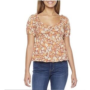 Eyeshadow Womens Sweetheart Neck Short Sleeve Babydoll Top XS